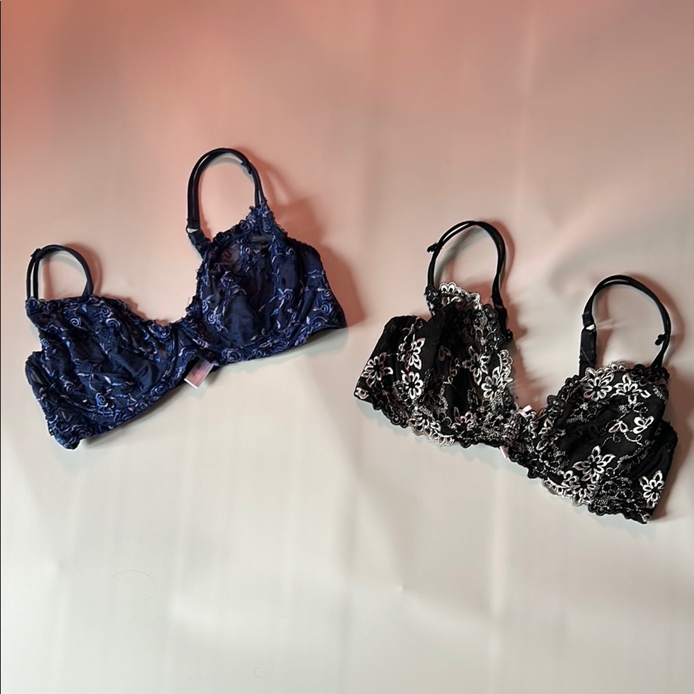 La Vie En Rose Lace Bralette Black and Blue Intimates
